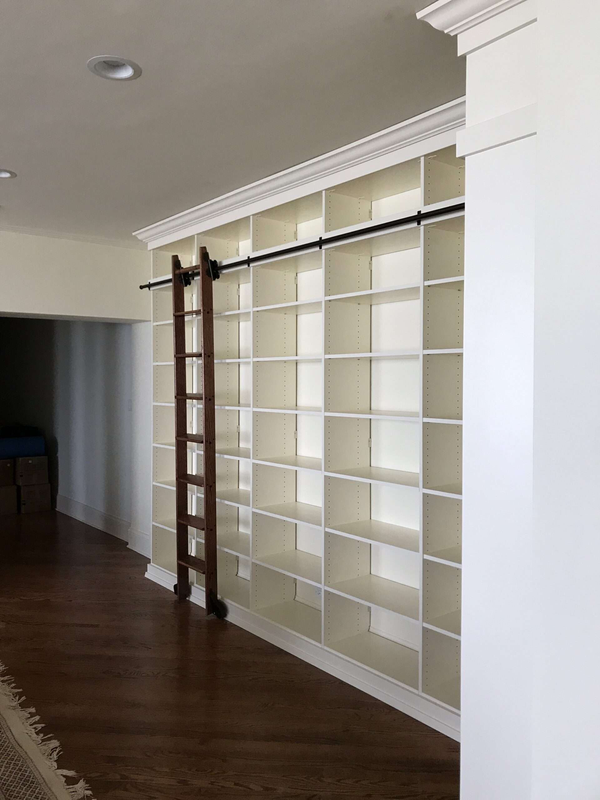 Beautiful Builtin Library with Ladder Chicagoland Home Products