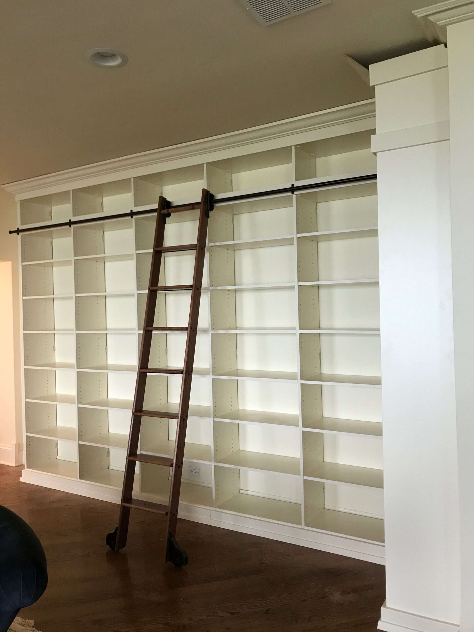 Beautiful Builtin Library with Ladder Chicagoland Home Products