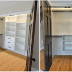 Custom White Closet with Wood Doors in Lisle, IL