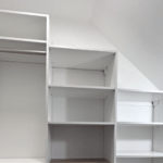 Slanted Shelving for Storage Under Stairs