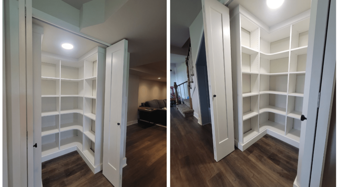 Rounded Corner Shelving in a Pantry Setting - Chicagoland Home Products
